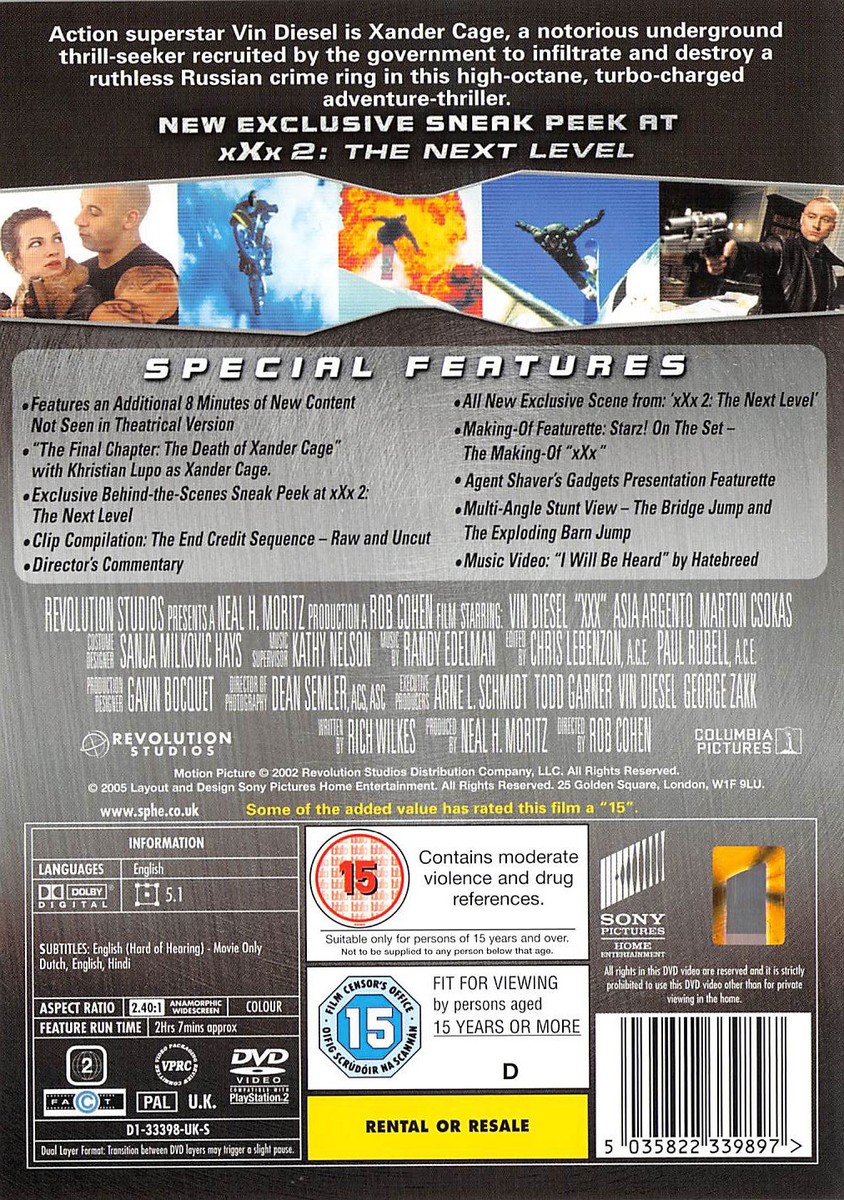 XXX with Vin Diesel is Xander Cage - DVD Movie - Brand New