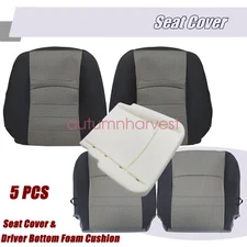 Both Side Bottom & Top Seat Cover & Foam Cushion For 2009-2012 Dodge Ram 1500
