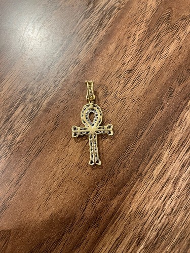 10k Yellow Gold Egyptian Ankh Diamond Pendant - Picture 4 of 7