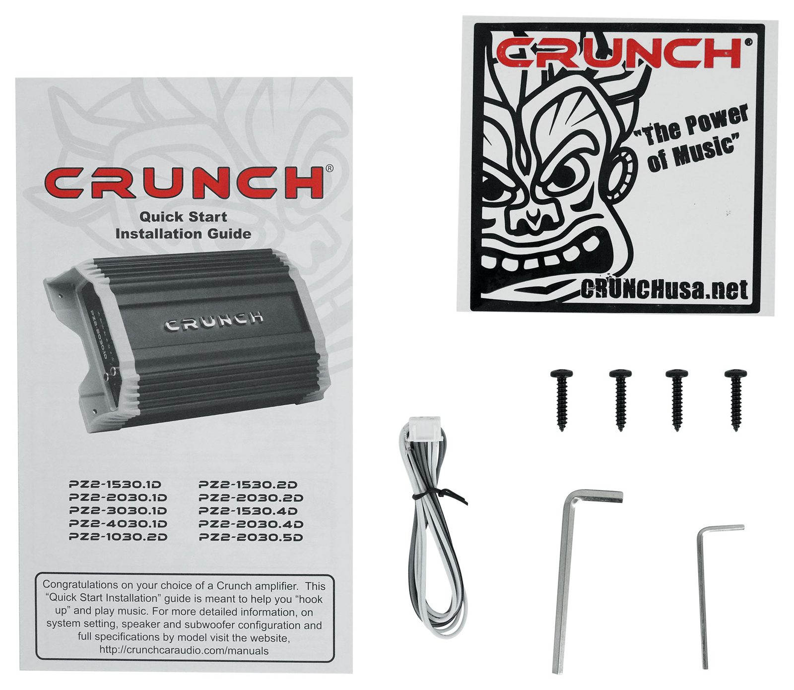 Crunch PZ2-20301D Компактный 2-канальный автомобильный монофонический усилитель мощностью 2000 Вт Пульт дистанционного управления басами