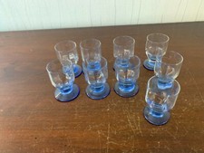 10 Daum Art Deco Crystal Blue Wine Glasses H: 8.5cm price per piece