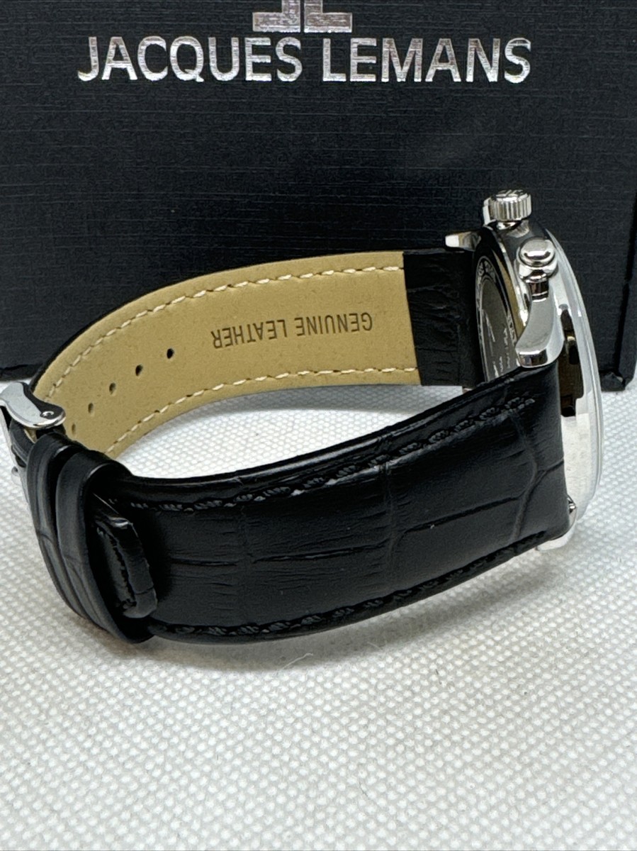 Jacques Lemans KC-103 Unisex Black Leather Analog Dial Jacques Lemans KC-103 Unisex Black Leather Analog Dial