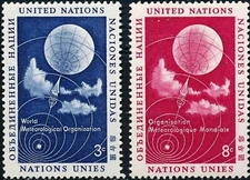 UN New York #Mi55-Mi56 MNH 1957 Globe Weather Satellite WMO OMM [49-50]