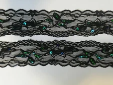 6 7/12ft Black Tip Nichtelastisch Trims Lace 2 3/16in Sequins