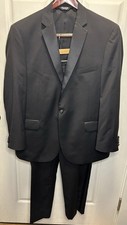Jos. A. Bank Mens Tuxedo Suit Set Black 100 Wool Tailored Fit 46R 40x30