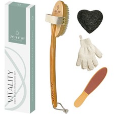 Dry Brushing Body Brush Set by Zen Me - Natural Exfoliation Kit 1-Pack,