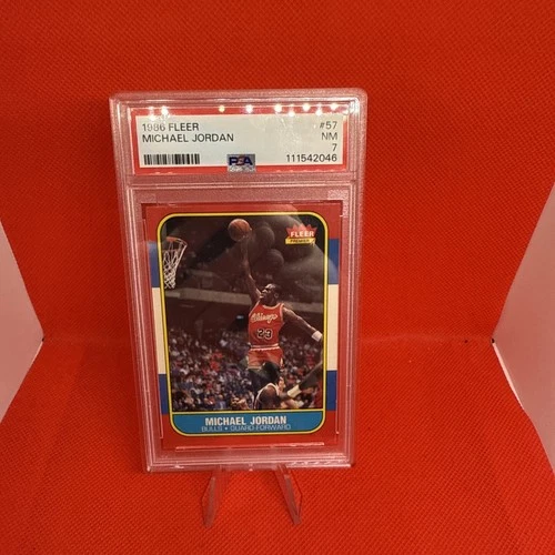 MICHAEL JORDAN PSA 7 1986-87 FLEER BASKETBALL #57 ROOKIE CARD RC BULLS