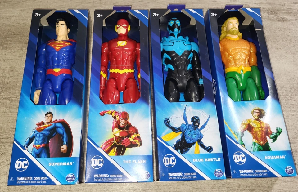 DC Comics Superman Flash Blue Beetle Aquaman 12" figuras de acción NUEVO conjunto de caja Foto 2 de 4