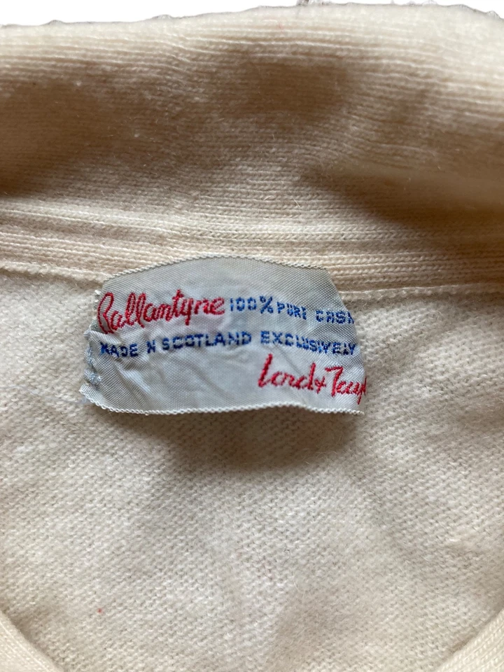 Cárdigan De Colección Ballantyne 100% Cachemira Pequeño Recortado Grannycore Minimalista Femenino Foto 3 de 4