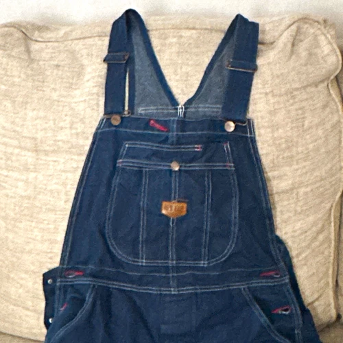 Red Kap Blue Denim Bib Overalls Relaxed Straight, Adjustable Straps - product listing photo