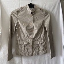 Charter Club Stand Collared Long Sleeve Classic Button-Up Jacket Tan Size 4