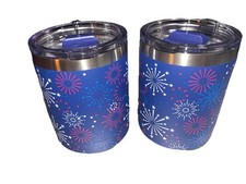 Patriotic Star Pattern Insulated Wine Tumbler With Lid Blue Red & White 12OZ ￼