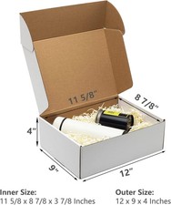 White Shipping Boxes 12x9x4" 20 Pack- Corrugated 12x9x4-20 Pack,