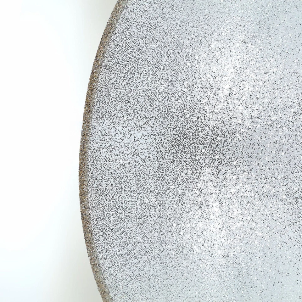 Telón de fondo redondo de lentejuelas metálicas plateadas de 7,5 pies CUBIERTA DE PIE fiesta eventos Foto 3 de 4