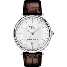 Tissot Brown Mens Analogue Watch Carson Premium Powermatic 80 T1224071603100