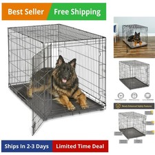 48-Inch Crate for Extra-Large Breeds, 90-110 lbs, Single Door Folding Dog Cra...