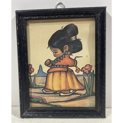 Vintage Gerda Christoffersen Native American Girl ''Oodie'' Character Framed Print