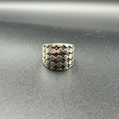 Vtg Sterling Silver Poured Pebble / Dome Style Band - Size 8 - 925 Hallmarked