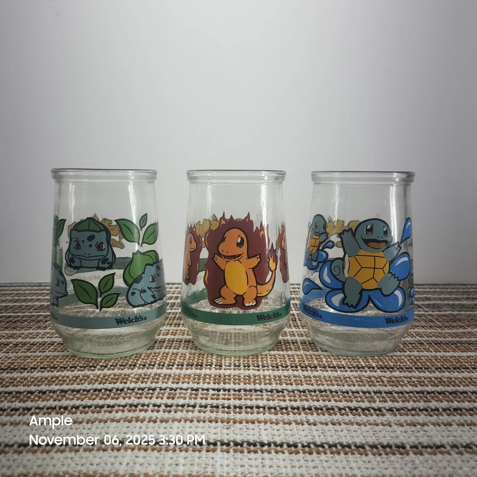 Vintage 1999 Welch's Pokémon Glass Jelly Jar COMPLETE Set of 9 - Image 3 of 4