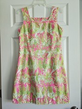 Lilly Pulitzer Krista Shift Dress Jungle Road 8 White Label Vintage Lions Zoo