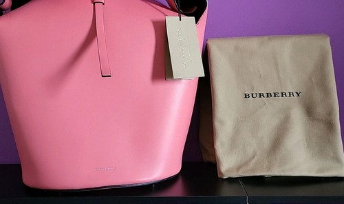 New Burberry Supple Pink Shoulder Bag Leather Bucket Handbag Holiday Gift - Picture 12 of 12