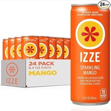 IZZE Sparkling Water Juice Beverage Blend, Mango, 8.4 FL OZ, 24 Cans