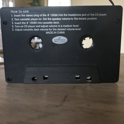 Black Wired Audio Player Cassette Adapter MID0010314 for Compact Cassettes