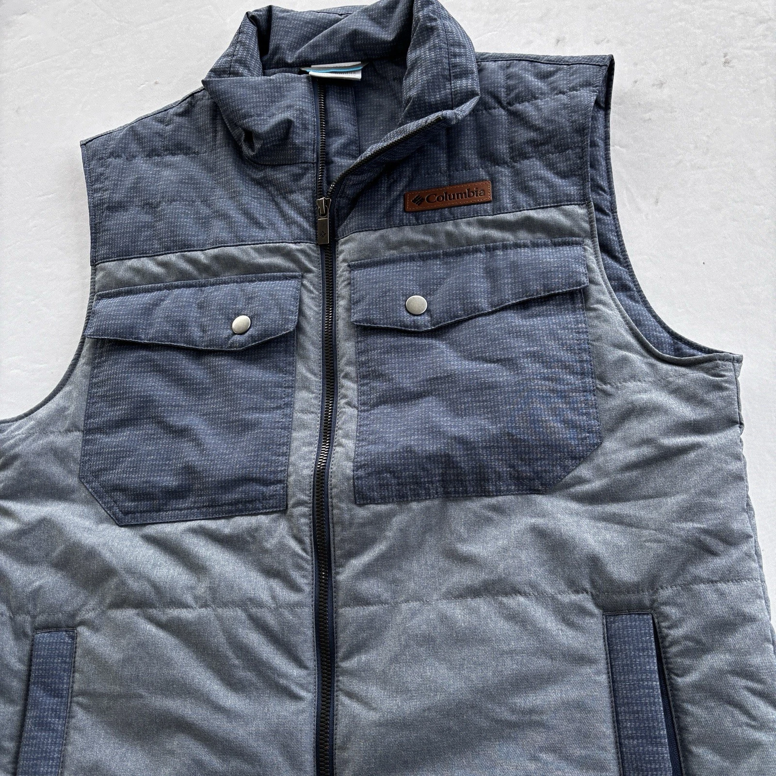 Columbia Insulated Quilted Vest Men’s Small Blue Full Zip Outdoor Jacket