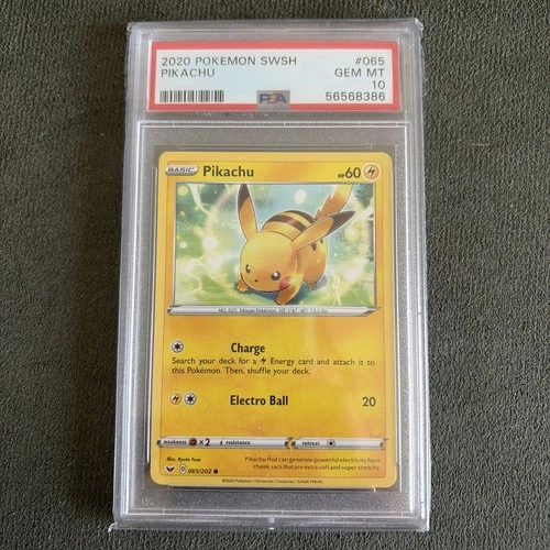 Pokemon - 2020 Sword & Shield Base Set Pikachu #065 - PSA 10 - GEM MINT