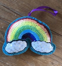 Paperchase Sequined Rainbow Embroidered Christmas Tree Decoration