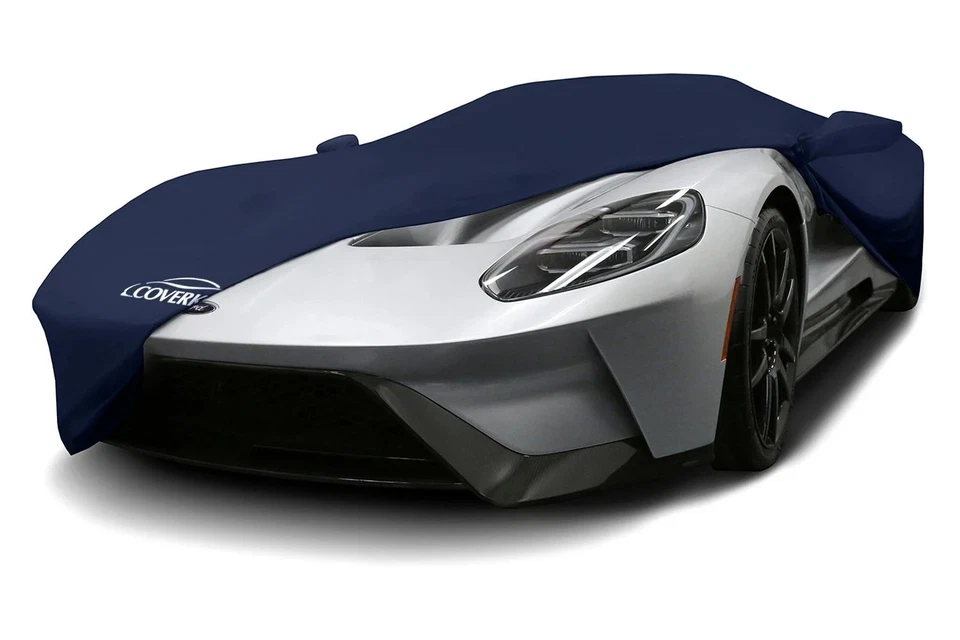 For Buick Regal 73-77 Satin Stretch Indoor Midnight Blue Custom Car Cover - Image 3 of 4