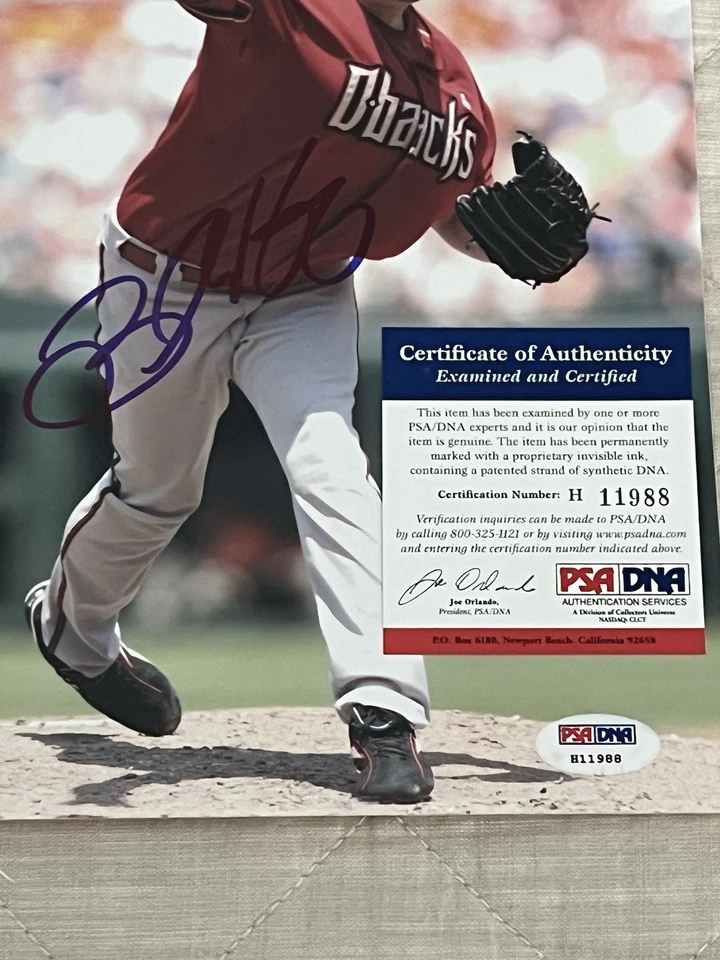 Foto autografiada firmada por Brandon Webb de 8x10 Arizona Diamondbacks certificado de autenticidad PSA Foto 3 de 3