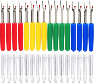 16 Pcs Seam Ripper Stitch Thread Sewing Kit Unpicker with Plastic Handle and Cov
