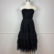 NovaLuxe NWT Jessica Tulle Midi Dress Black Size S Tiered Strapless Formal Goth