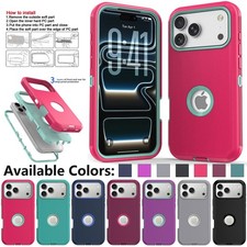 For iPhone 12 13 14 15 16e 17 18 Pro Max Shockproof Heavy Duty Rugged Case Cover