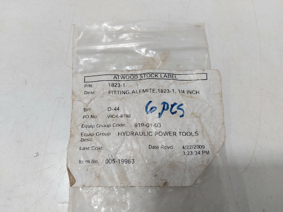 Alemite 1823-1 Fitting 1/4 Inch / 005-19963 - Lot of 6PCS - Image 2 of 4