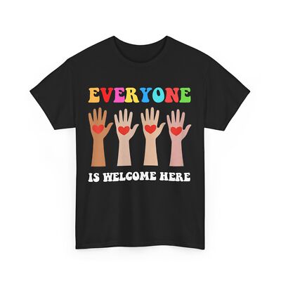 HOT Everyone Is Welcome Here Idaho Teacher Hands with Hearts T-shirt