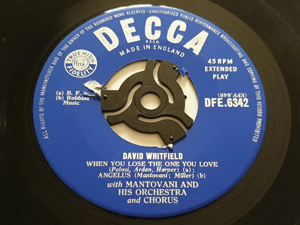 DAVID WHITFIELD - 'When You Lose The One You Love' 7" Vinilo EP Disco Foto 3 de 4