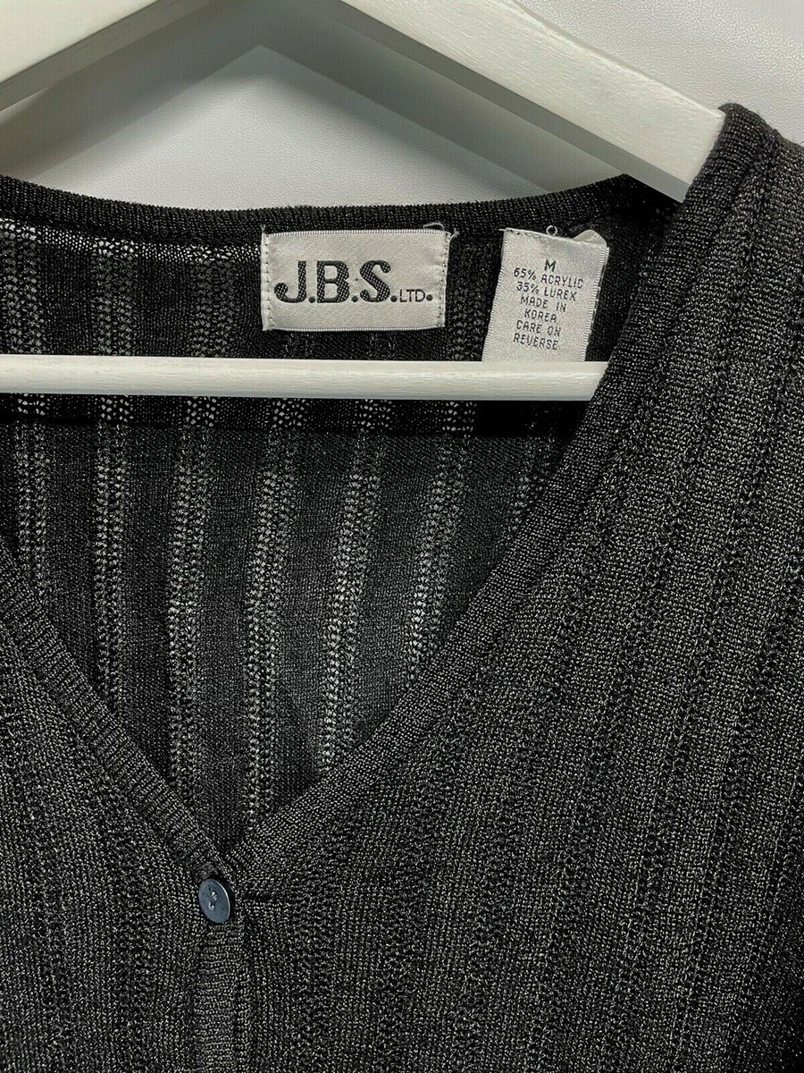 JBS Vintage Black Cardigan Long Sleeve Sparkly Semi Sheer JBS Vintage Black Cardigan Long Sleeve Sparkly Semi Sheer