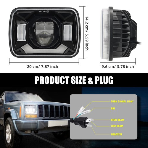 Pair 5x7" 7x6 LED Headlight Hi/Lo Beam DRL For Toyota Pickup 82-95 Tacoma 95-97 - Imagen 2 de 8