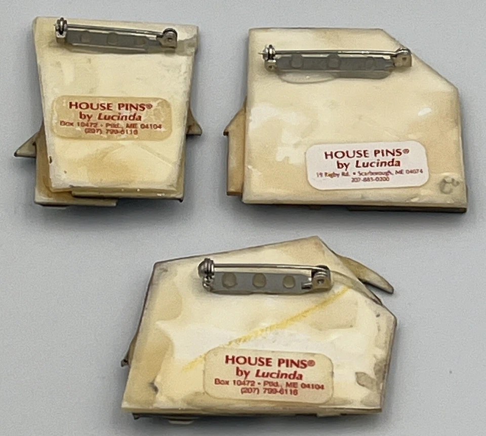 Lote de 3 broches vintage de casa de Lucinda para casa en blanco y negro hechos a mano Foto 2 de 4