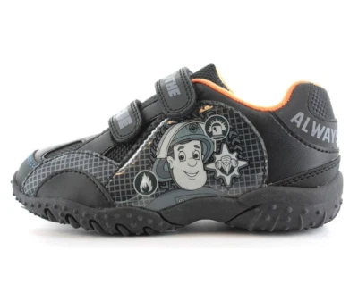 FIREMAN SAM Feuerwehrmann Sam Kinder Turnschuhe Jungen Schulschuh Turnschuhe Riemen schwarz
