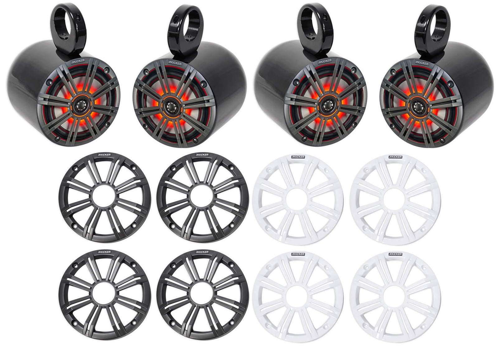 4 KICKER 45KM654L 65 390 Вт Черная башня для морского вейкбординга со светодиодными динамиками для лодок 81590₽