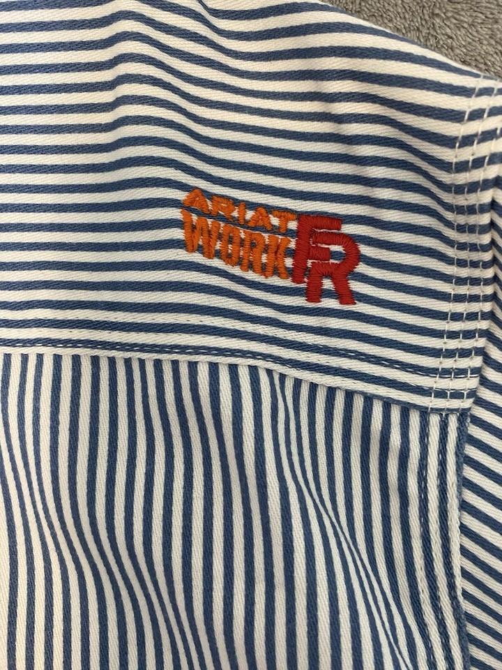 Ariat Work FR Cat 2 Long Sleeve Button Down Shirt XL Striped Flame