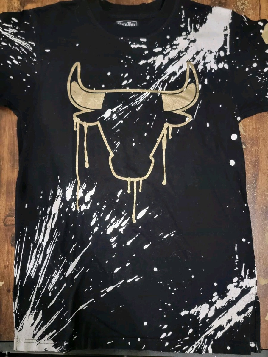 Chicago Bulls Rare Fox Splatter Paint White And Gold Size Medium