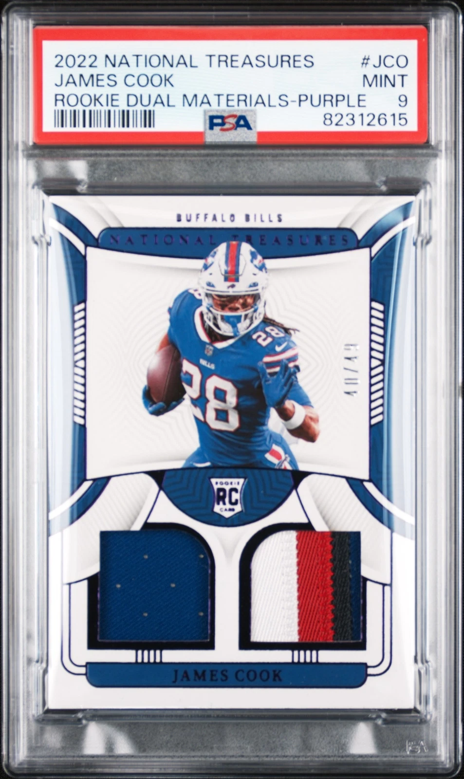 James Cook Panini National Treasures Rookie Dual Materials #JCO Purple