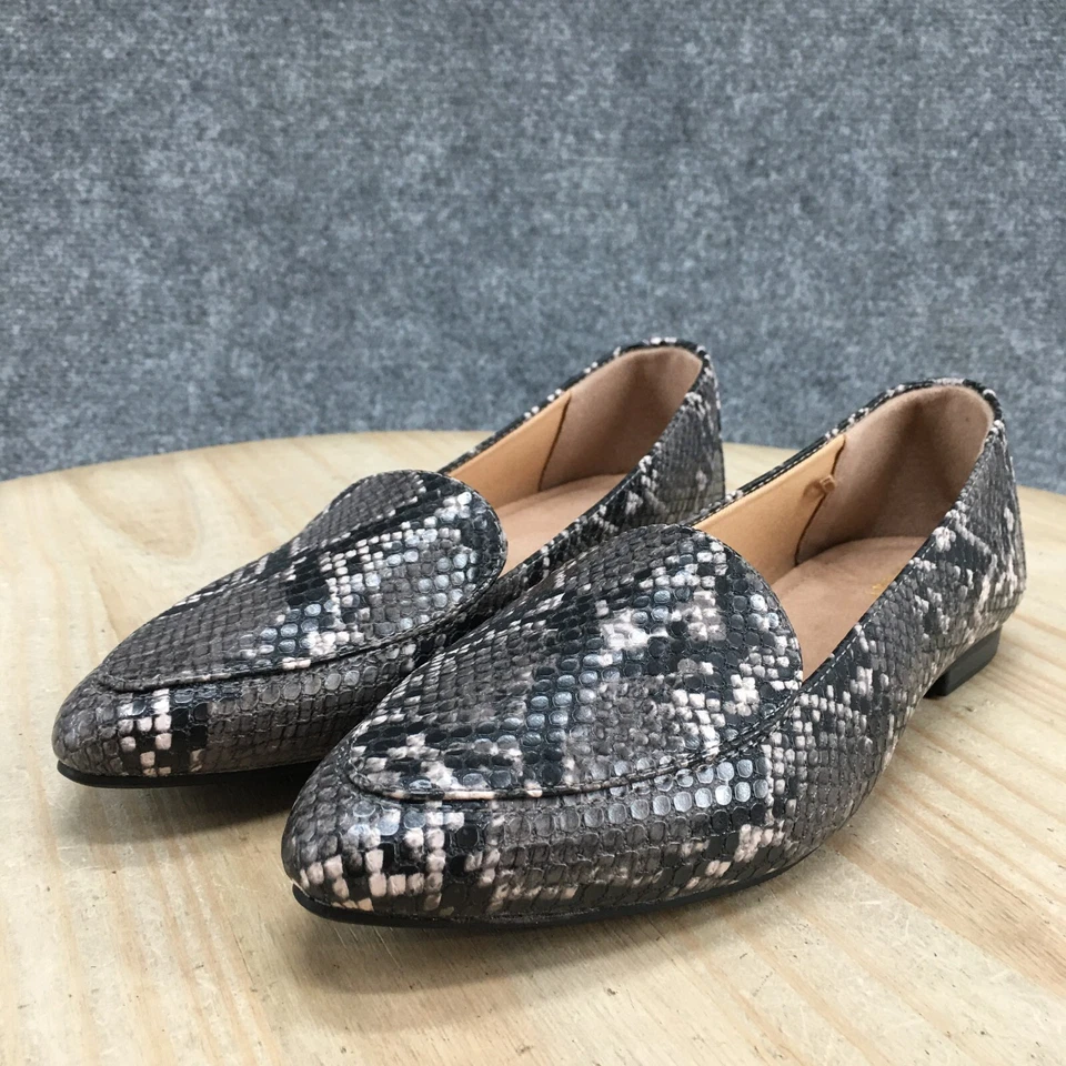 Old Navy Zapatos Para Mujer 7 Estampado de Serpientes Informales Sin Cordones Mocasines en Punta Pisos Gris Foto 4 de 4