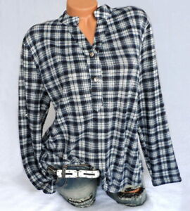 Karobluse Damen Flanellhemd Holzfallerhemd Bluse Dunkelblau Kariert 42 44 46 48 Ebay