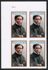 US USA Sc# 3651 MNH FVF PLATE# BLOCK Harry Houdini Magician