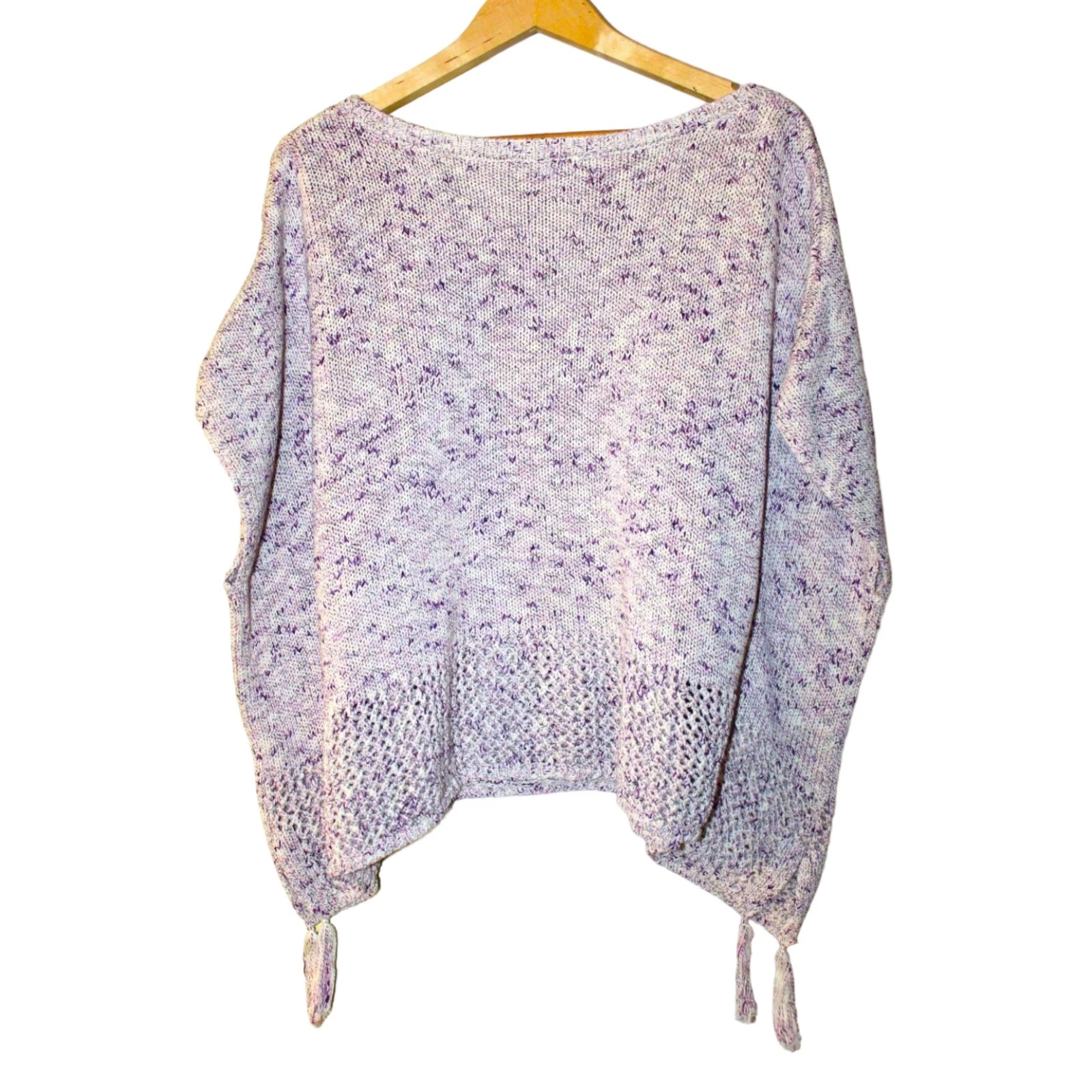 Johnny Was Women's Knitted purple poncho tassels edge boho One Size Sweater